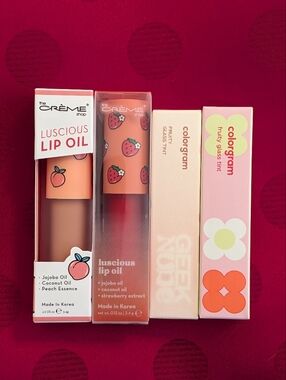 2 Colorgram Fruity Glass Tint + 2 The Creme Shop Luscious Lip Oil Bundle